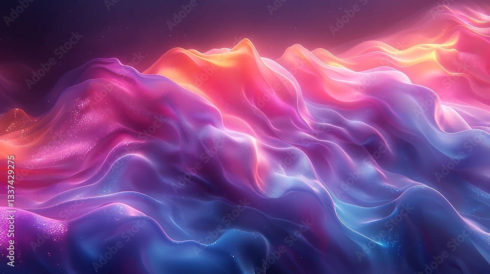 Aufkleber neon ripples ultra vibrant neon gradient blending into deep shadowy waves dynamic movement high glos