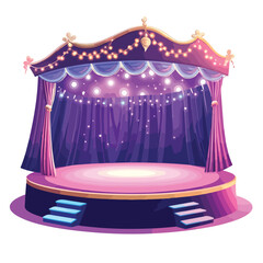 Circus Stage Night Arena with Curtain - Vibrant Entertainment Background for Events and Shows