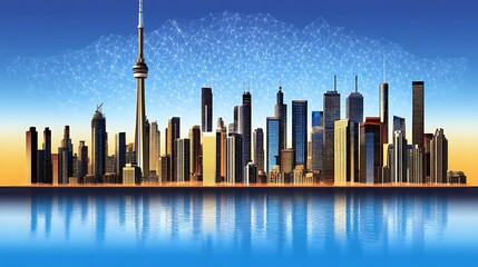 Toronto Skyline for Networked City, Sunrise.