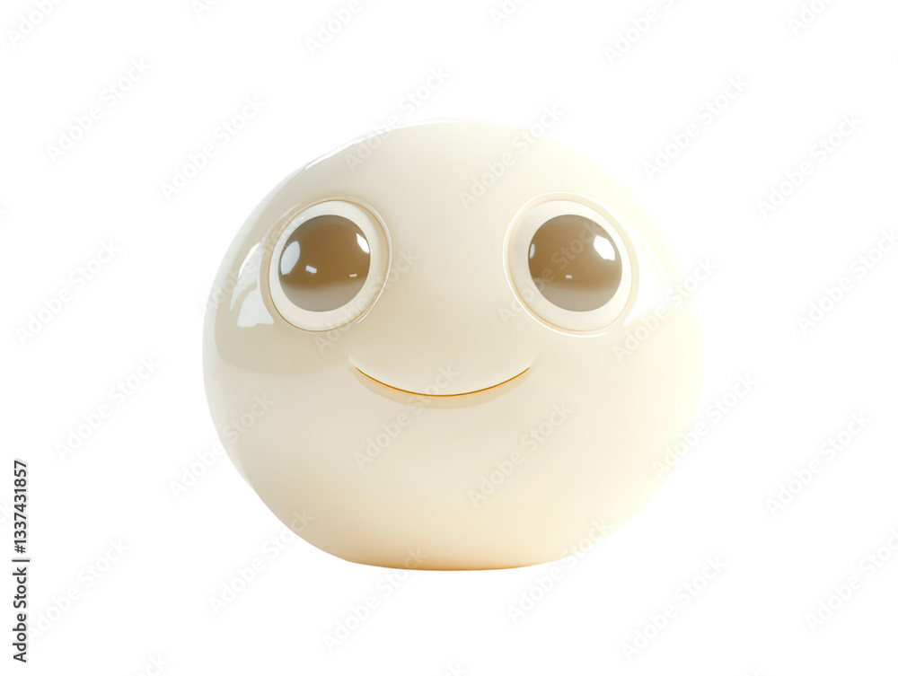 Aufkleber smiling spherical character with glossy finish and reflective eyes on transparent background