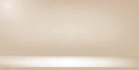 Obraz premium Studio beige gradient background. Light neutral wall product room. Minimal pastel table scene. Empty desk stage for beauty cosmetic presentation. Vector illustration. Banner template.