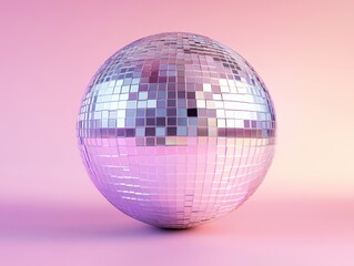 Pink disco ball on pastel background	