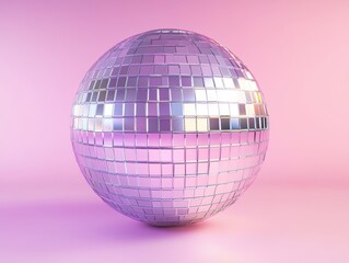 Pink disco ball on pastel background	