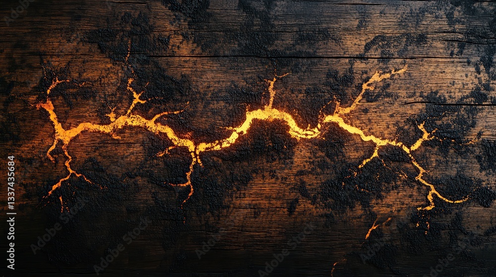 Poster the branching fractal patterns of electrical burns marking a smooth wooden surface