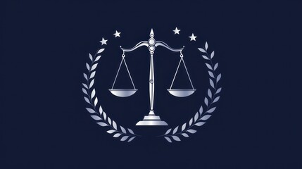 Justice Scales Emblem on Dark Background. Potential Stock Use