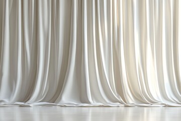 Soft, white drapes gracefully fall, casting a gentle glow