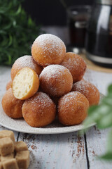 Quarkbelllchen, traditional German dessert made of cotton cheese and dough	