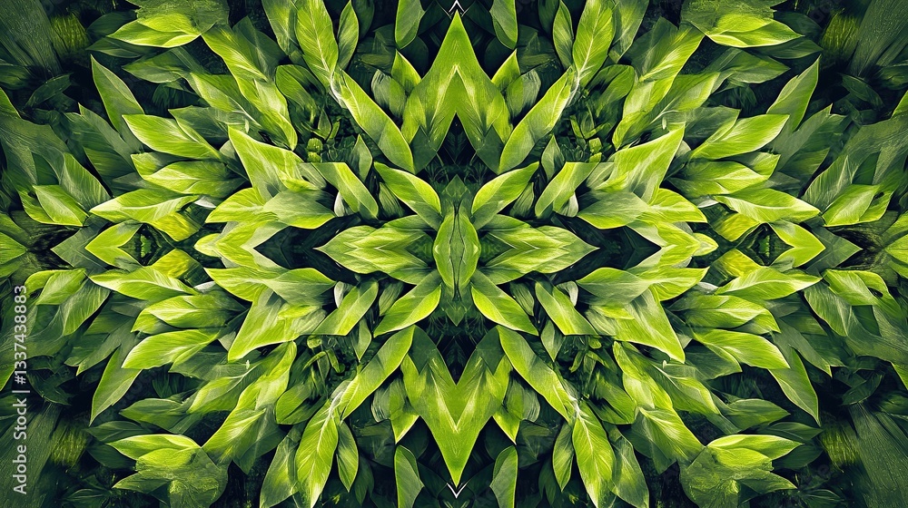 Poster the natural patterns of overlapping fern leaves viewed from above
