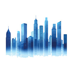 Fototapeta premium Blue Silhouette of Urban Skyscrapers in Cityscape
