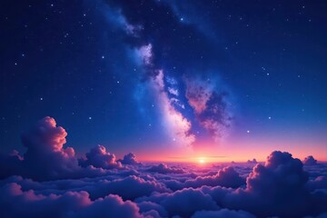 Fototapeta premium Vast, starlit night sky, wispy clouds drift across celestial expanse, beauty, dreamy, cosmic