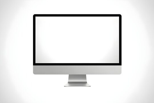 Front View of Computer Monitor with Blank Screen for Digital Branding