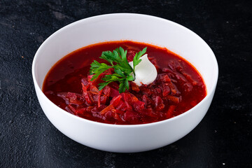 red beetroot soup - traditional Ukrainian borscht