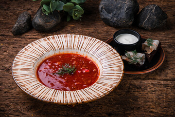 red beetroot soup - traditional Ukrainian borscht