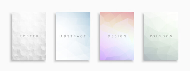 Collection of vector colorful bright polygonal templates, posters, placards, brochures, banners, flyers, backgrounds and etc. Contemporary light abstract covers - geometric paper design
