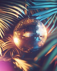 Obraz premium Disco Ball Among Palm Leaves 