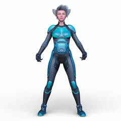 サイバーウーマン　3DCGレンダリング