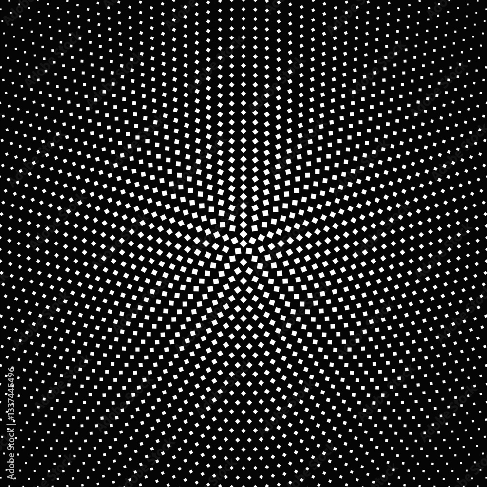 Poster halftone black and white round square pattern background design