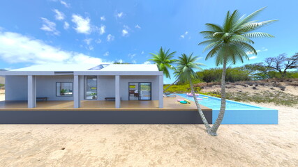 Obraz premium プール付き住宅 3DCGレンダリング