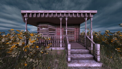 島の突端にある家　3DCGレンダリング