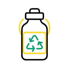 Obraz premium Reusable bottle icon with recycling symbol, conscious consumption concept