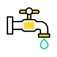 Water tap icon with a droplet emphasizing water conservation and purity