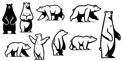 Vector polar bears silhouettes
