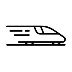 Fast train illustration in black and white, minimalist design for transportation and travel concepts