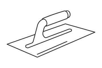 Realistic trowel or scraper used for drywall or plastering outline vector icon