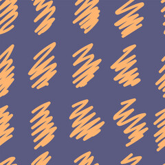 Seamless colorful pattern with hand drawn brush strokes. Vector illustration in muted yellow and blue tones. For design of prints on fabrics, covers and packaging