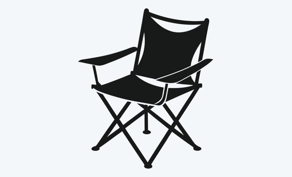 black camping chair on white background clip art preview