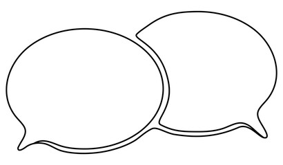 Fototapeta premium Speech bubbles continuous line art drawing. Chat symbol. Communication concept. Vector illustration isolated on white.
