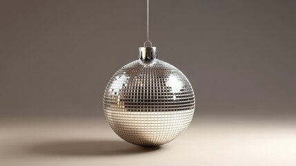 Obraz premium Minimal silver disco ball on neutral background