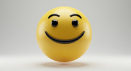 Smiling Yellow Emoji with Raised Eyebrows Conveying Joy and Happiness