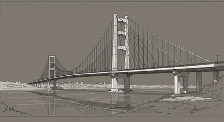 Obraz premium Suspension Bridge Over a River