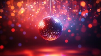 Glowing disco ball with colorful lights