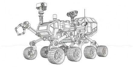 Wireframe Space Exploration Rover with Robotic Arm