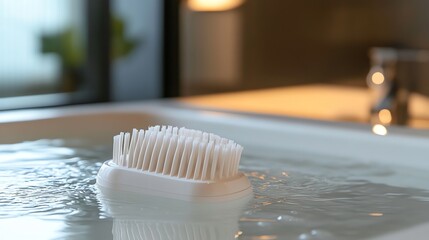 Bath Brush Floating in Water Modern Bathroom Wellness