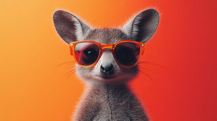 Fototapeta premium cool animal against colorful background wearing sunglasses