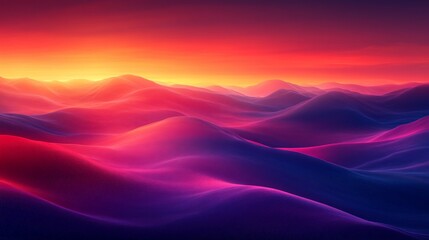 Vibrant Sunset Over Wavy Mountains