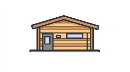 Simple wooden cabin illustration, front view, countryside, use for graphic design