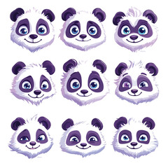 Fototapeta premium Cute Adorable Panda Head Face Cartoon Character