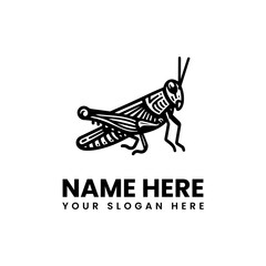 Detailed grasshopper silhouette. Classic insect motif