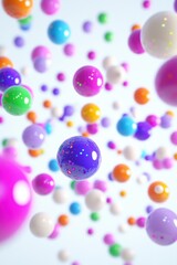 Floating colorful spheres on white background