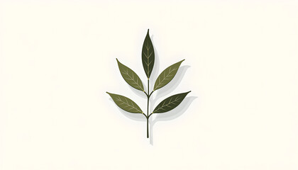 Obraz premium Minimalist olive branch illustration with soft shadows.