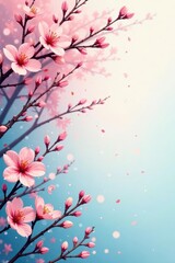 Obraz premium Abstract pastel swirls, blooming branches, watercolor texture , graphic, modern