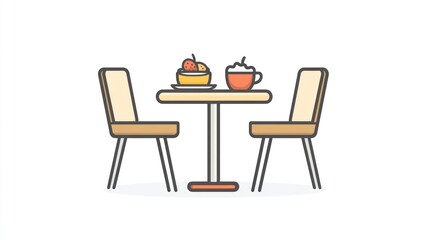 Fototapeta premium Simple Cafe Table with Fruit and Drink