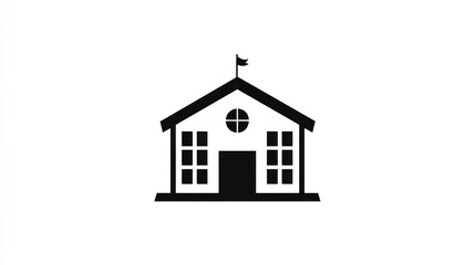 Fototapeta premium Simple black school building graphic