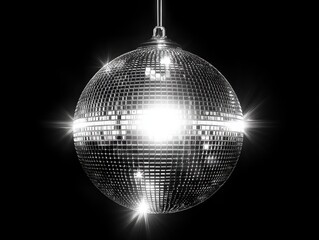 Bright disco ball with strong reflections