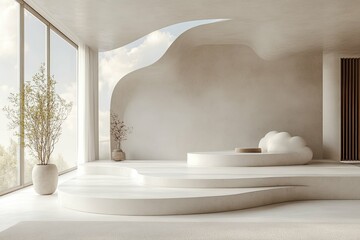 Fototapeta premium Modern interior design showcases minimalist architecture with natural light