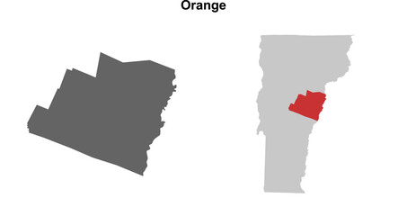 Orange County (Vermont) blank outline map set